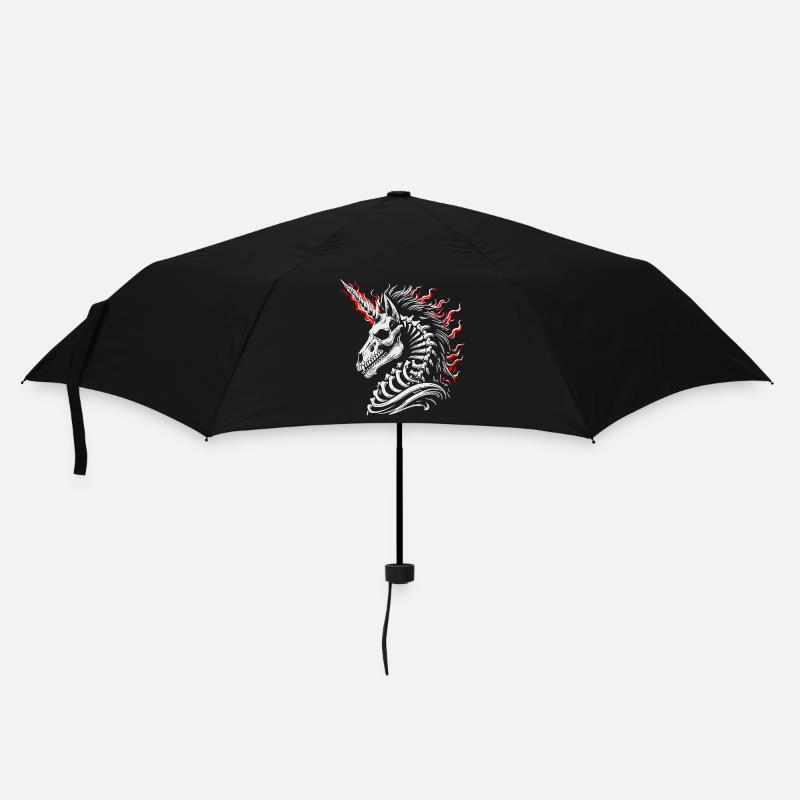 Flammendes Skelettross - Regenschirm (klein) - Schwarz