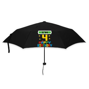 Vier 4 Jahre 4. Geburtstag Alles Gute zum Geburtstag 4 Jahre alt - Regenschirm (klein) - Schwarz - Vorne