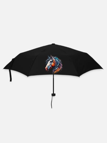 Pferd - Regenschirm (klein) - Schwarz