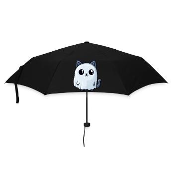 Katze Halloween Lustig Geist - Regenschirm (klein) - Schwarz - Vorne