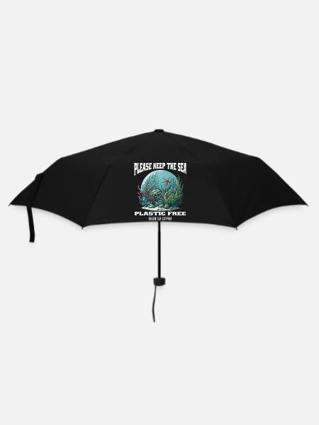Plastik und Meer - Regenschirm (klein) - Schwarz