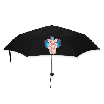 Pastel Winged Pig with Beanie - Umbrella (small) - black - Front