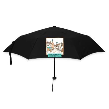 Street Food Festval - Regenschirm (klein) - Schwarz - Vorne