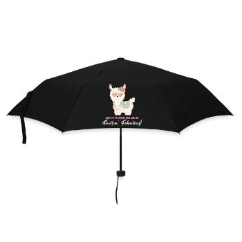 Süßes Alpaka mit Sonnenbrille und lustigem Spruch - Regenschirm (klein) - Schwarz - Vorne