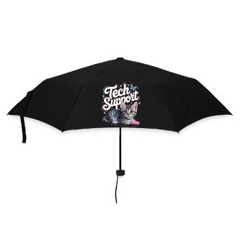 Support technique amusant, chat mignon, informatique ironique - Parapluie standard - noir - Devant