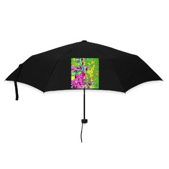 Neonfarbene Stadt-Vibes - Regenschirm (klein) - Schwarz - Vorne