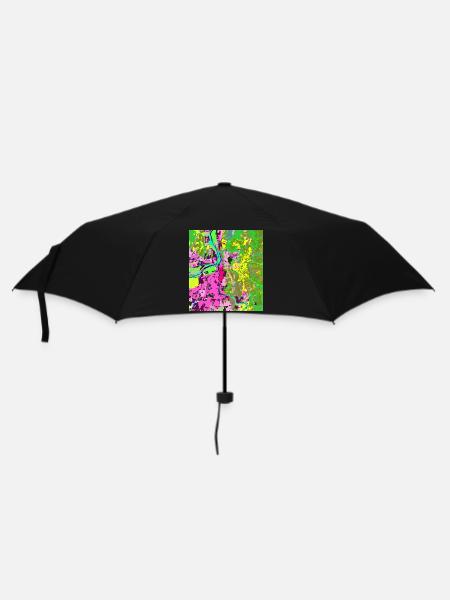 Neonfarbene Stadt-Vibes - Regenschirm (klein) - Schwarz