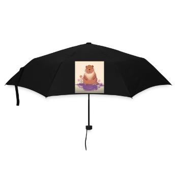 Pastel Lake Capybara - Umbrella (small) - black - Front