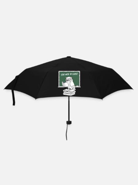 Weise Eule Lesen im Unterricht - Regenschirm (klein) - Schwarz