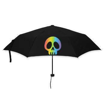 Mehrfarbiger Schädel - Regenschirm (klein) - Schwarz - Vorne