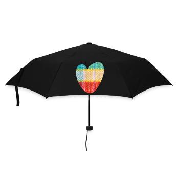 Heart Fabric Textile Love Love Pattern Valentine's Day - Umbrella (small) - black - Front
