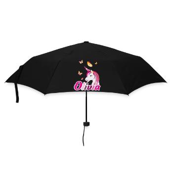 Olivia Unicorn with Butterflies - Umbrella (small) - black - Front