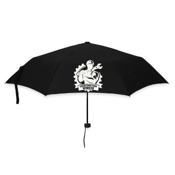 Starker Bauarbeiter mit Zahnrädern - Regenschirm (klein) - Schwarz - Vorne