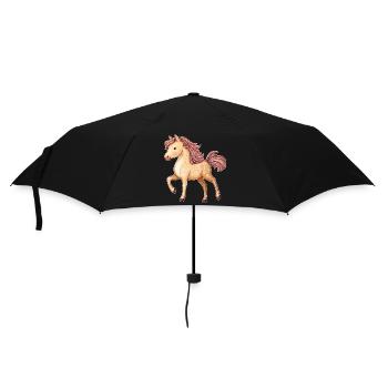 Niedliches Pferd - Regenschirm (klein) - Schwarz - Vorne