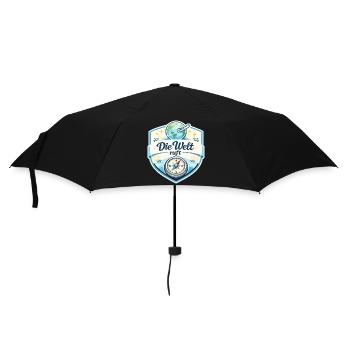 Die Welt ruft Reisepatch - Regenschirm (klein) - Schwarz - Vorne