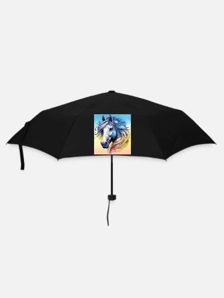 Pferd - Regenschirm (klein) - Schwarz