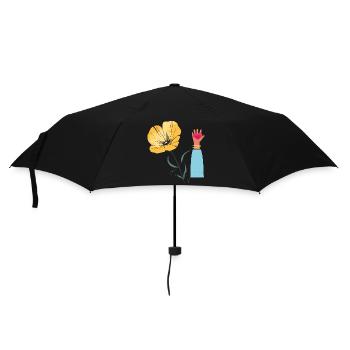 Blume Hand Herz  - Regenschirm (klein) - Schwarz - Vorne