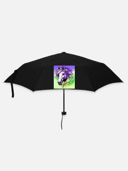 Pferd - Regenschirm (klein) - Schwarz