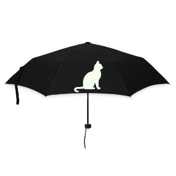 Mondnacht Katzensilhouette - Regenschirm (klein) - Schwarz - Vorne