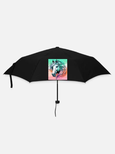 Pferd - Regenschirm (klein) - Schwarz