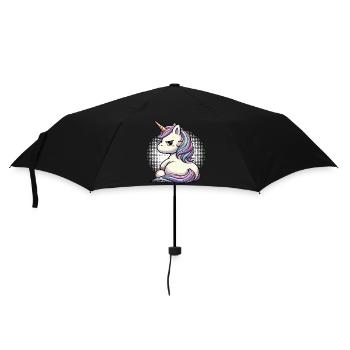 Einhorn Einhörner Einhornfan Einhornliebhaber - Regenschirm (klein) - Schwarz - Vorne