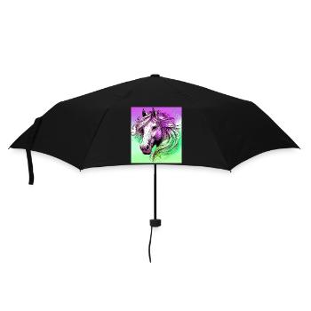 Pferd - Regenschirm (klein) - Schwarz - Vorne