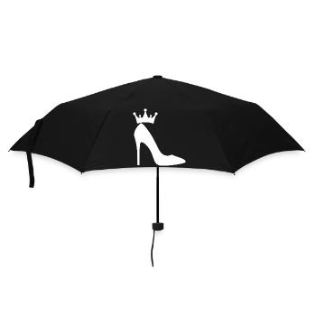 High Heels mit Krone – Elegante Queen Silhouette - Regenschirm (klein) - Schwarz - Vorne