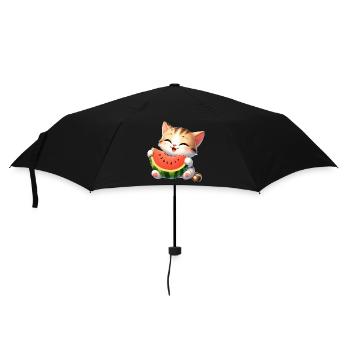 Melon Chat Pastèque Drôle Fruité - Parapluie standard - noir - Devant