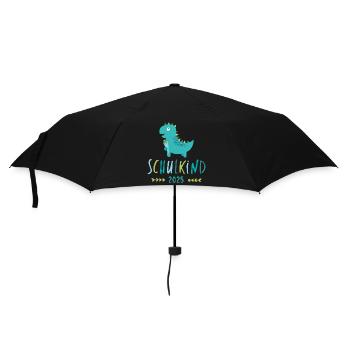Schulkind 2025 Dino - Regenschirm (klein) - Schwarz - Vorne