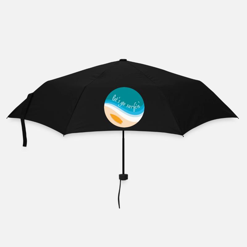 Let's go surfin' surfing (round design) - Umbrella (small) - black