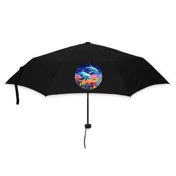 Delphin -lebendige Farben - Aquatische Symphonie - Regenschirm (klein) - Schwarz - Vorne