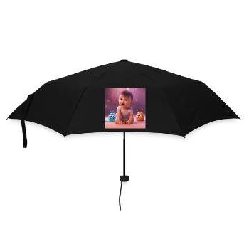 cute baby with creatures - Umbrella (small) - black - Front