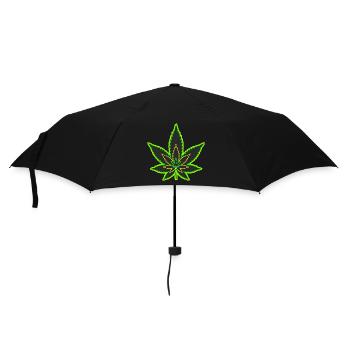 Cannabisblatt - Hanfblatt - Marihuana - Regenschirm (klein) - Schwarz - Vorne