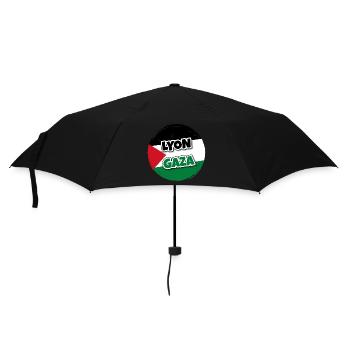 Drapeau de la Palestine rond avec texte LYON GAZA - Parapluie standard - noir - Devant