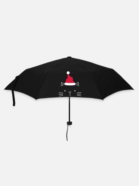Katze Gesicht Nikolaus Weihnachten Geschenk - Regenschirm (klein) - Schwarz