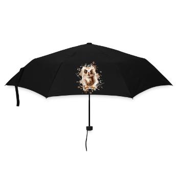 Eule - Regenschirm (klein) - Schwarz - Vorne
