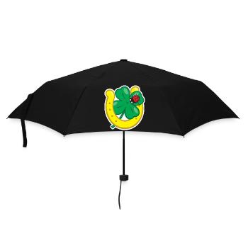 Lucky charm with cloverleaf horseshoe & ladybug - Umbrella (small) - black - Front