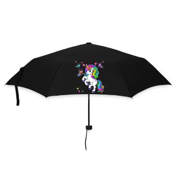 Licorne avec papillon - Parapluie standard - noir - Devant