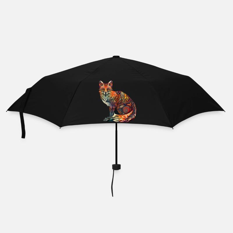 Fuchs Mandala - Regenschirm (klein) - Schwarz