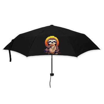 Pizza paresseux au coucher du soleil - Parapluie standard - noir - Devant