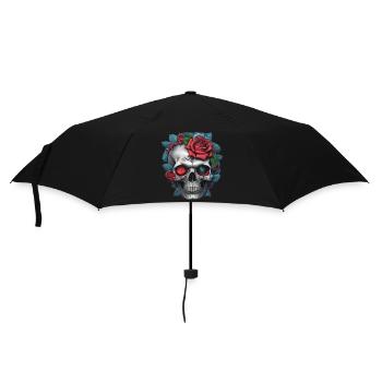 Skull with roses - Umbrella (small) - black - Front