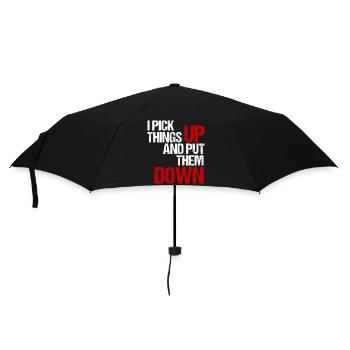 Je ramasse des choses et les dépose (blanc/rouge) - Parapluie standard - noir - Devant