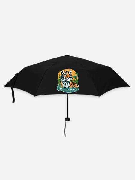 Tiger Print Jungle - Regenschirm (klein) - Schwarz