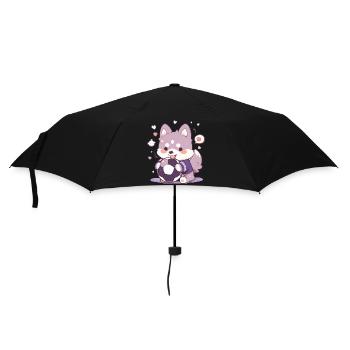 Cute Soccer Dog - Funny Dog Soccer Design - Umbrella (small) - black - Front