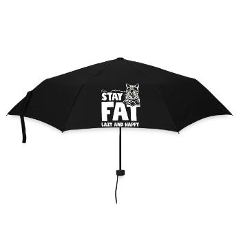 Cat Lover Stay Fat Lazy and Happy - Regenschirm (klein) - Schwarz - Vorne