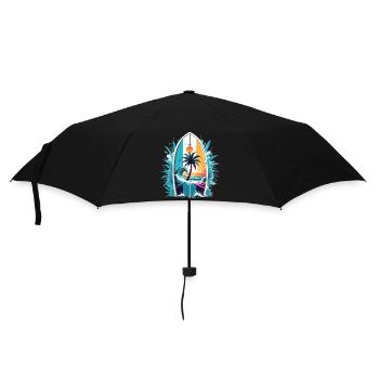 surf plage palmier soleil vacances - Parapluie standard - noir - Devant