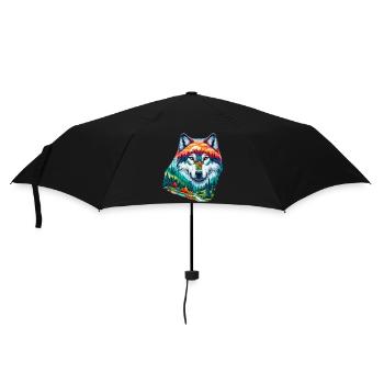 Wolf - Regenschirm (klein) - Schwarz - Vorne