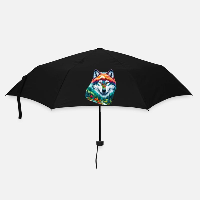 Wolf - Regenschirm (klein) - Schwarz