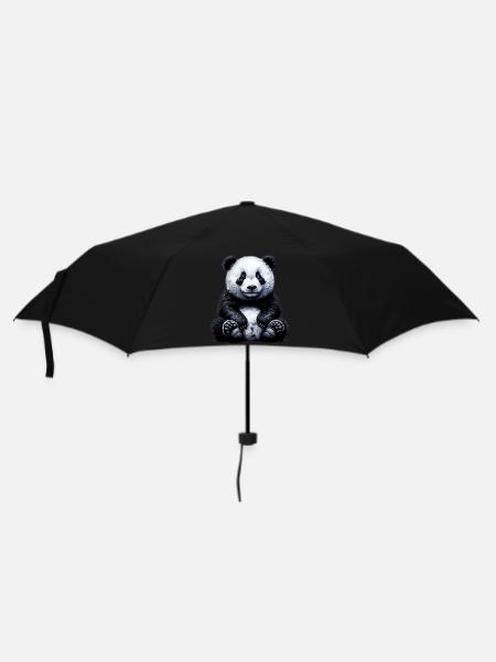 Panda - Regenschirm (klein) - Schwarz