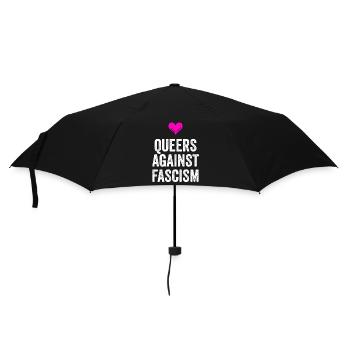 QUEERS AGAINST FASCISM - Regenschirm (klein) - Schwarz - Vorne